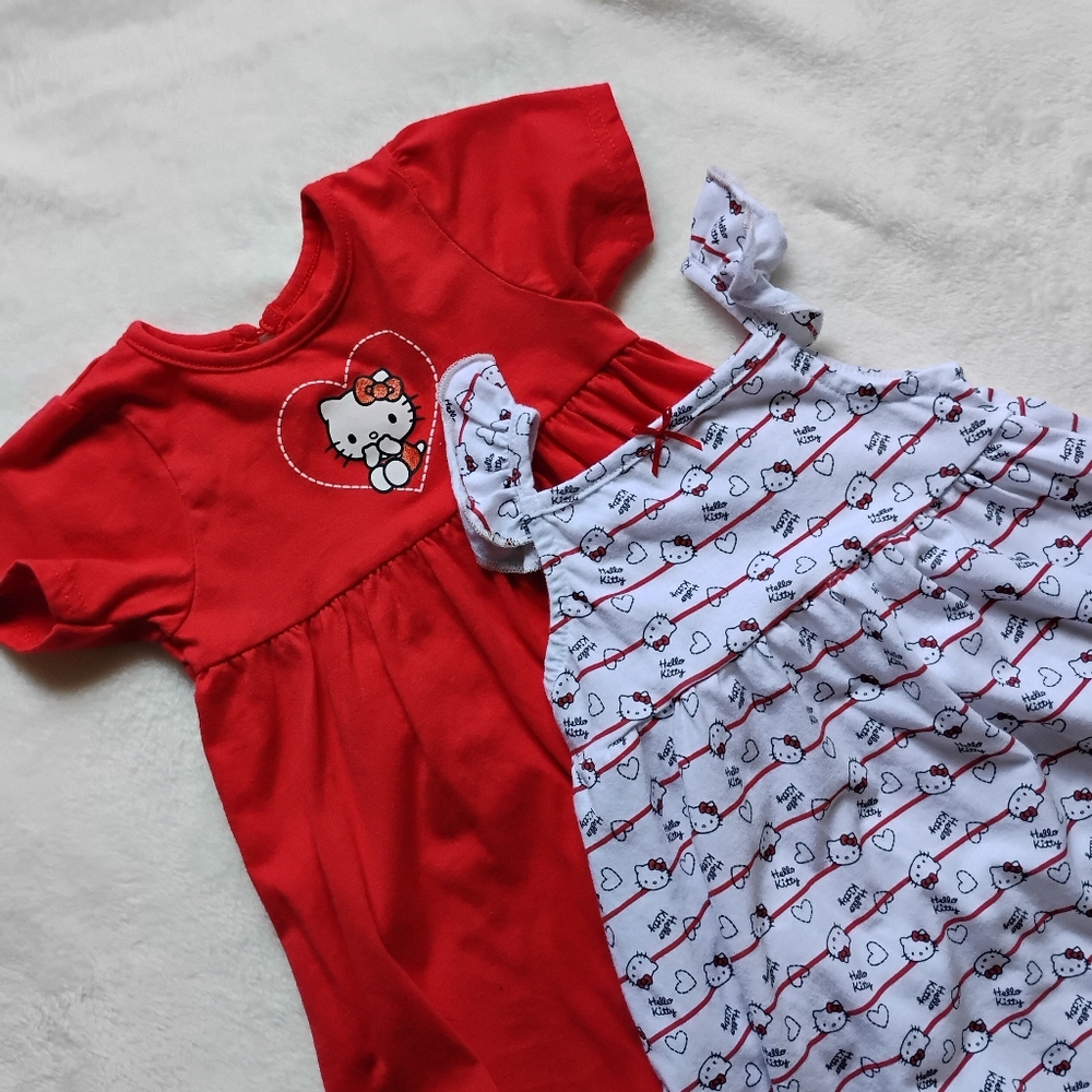 Set Of 2 Hello Kitty Baby Dresses | Red & White Striped Sanrio Hello Kitty | 24M